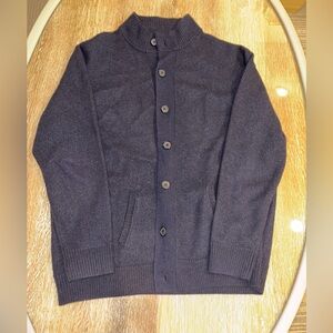 Men's Dark Navy Button-Up Knit Cardigan